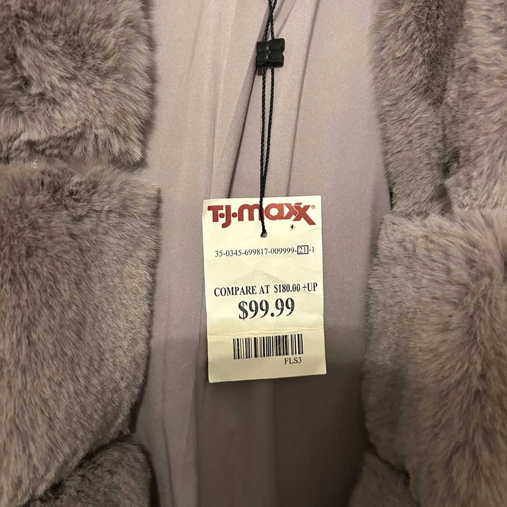 BCBGMaxAzria Gray Faux Fur Coat - Picture 3 of 7
